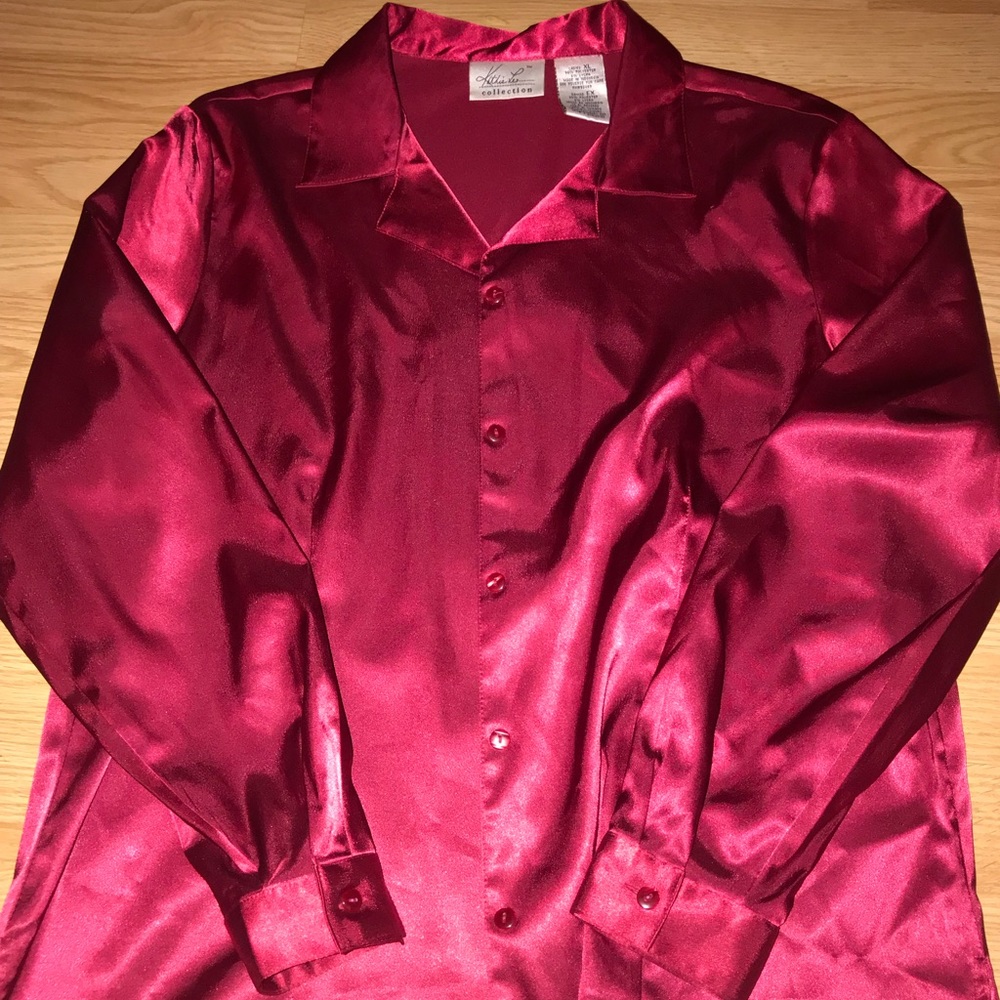 Red Button Down Blouse